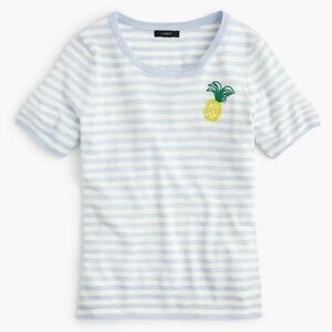 J.CREW Factory Tippi Soft Merino Wool Striped Pineapple Baby Tee Fit Sweater Top